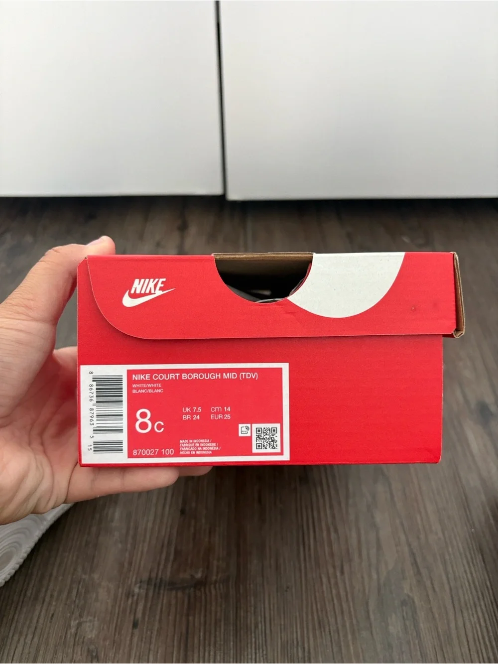 NIKE COURT BOROUGH MID (TDV) WHITE SNEAKERS KIDS 8C